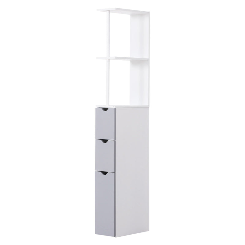 Mobiletto a Colonna da Bagno Salvaspazio in Legno Bianco 15x33x136 cm -1