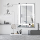 Specchio da Bagno con LED e Mensola in Vetro 70x50 cm -4