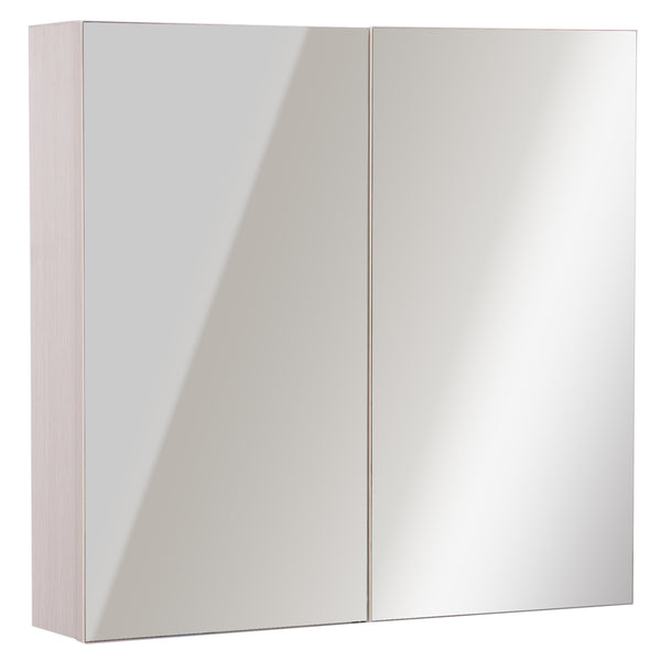 prezzo Badezimmerspiegel mit 2 Türen und 3 Ablagen aus Eichenholz 63x60x13,5 cm