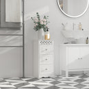 Mobiletto Bagno Cassettiera 3 Cassetti in Legno 30x30x68.5 cm  Floreare Bianco-2