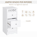 Mobiletto Bagno Cassettiera 3 Cassetti in Legno 30x30x68.5 cm  Floreare Bianco-4