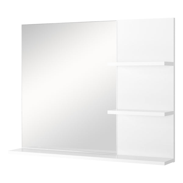 Badezimmer-Wohnwand mit Spiegel und 3 Regalen 60 x 10 x 48 cm MDF Elisa White prezzo