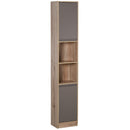 Mobile a Colonna per Bagno in Legno 30x24x170 cm  Grigio e Rovere-1