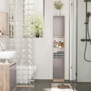 Mobile a Colonna per Bagno in Legno 30x24x170 cm  Grigio e Rovere-2