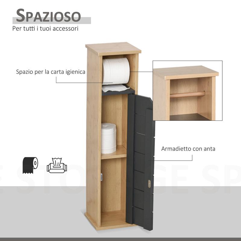 Mobile a Colonna da Bagno 18x18x75 cm per Carta Igienica in MDF -5