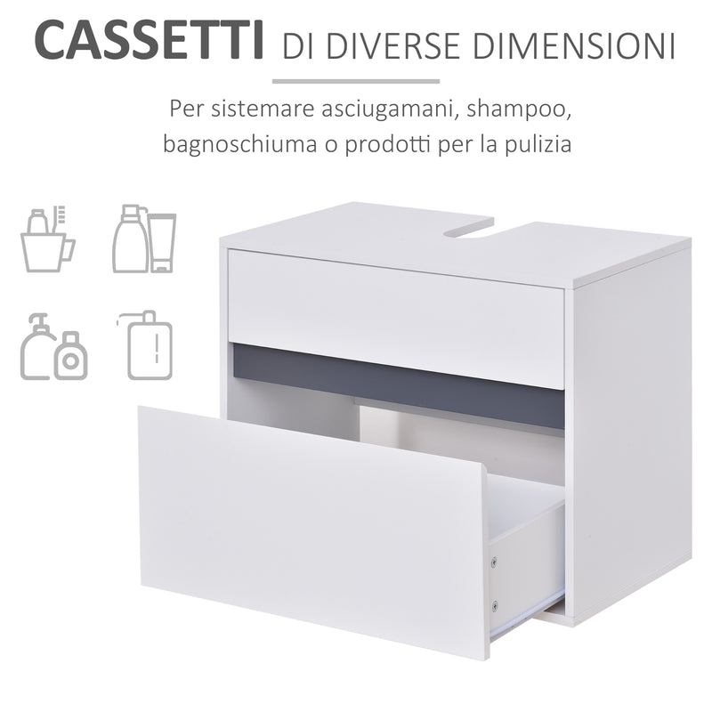 Mobile Sottolavello da Bagno 67x36x52 cm in Legno  Bianco-4