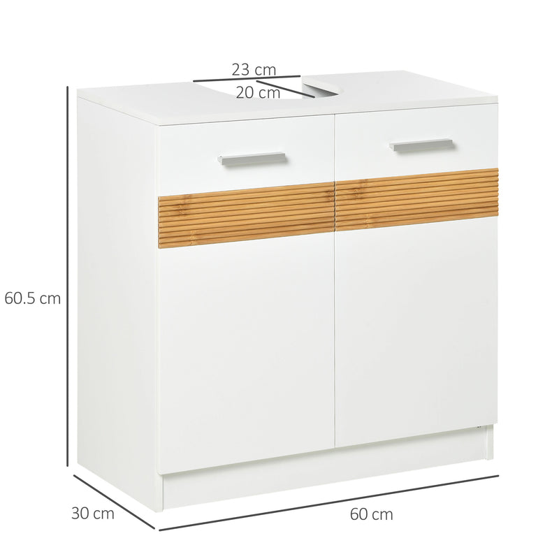 Mobile Sotto Lavabo Bagno 2 Ante 60X30x60,5 cm in MDF Bianco-3