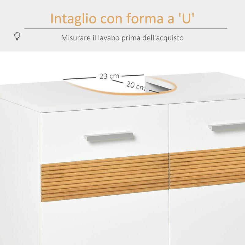 Mobile Sotto Lavabo Bagno 2 Ante 60X30x60,5 cm in MDF Bianco-4