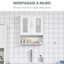 Mobiletto da Bagno a Muro 60x20x70 cm 2 Ante 1 Ripiano Bianco-5