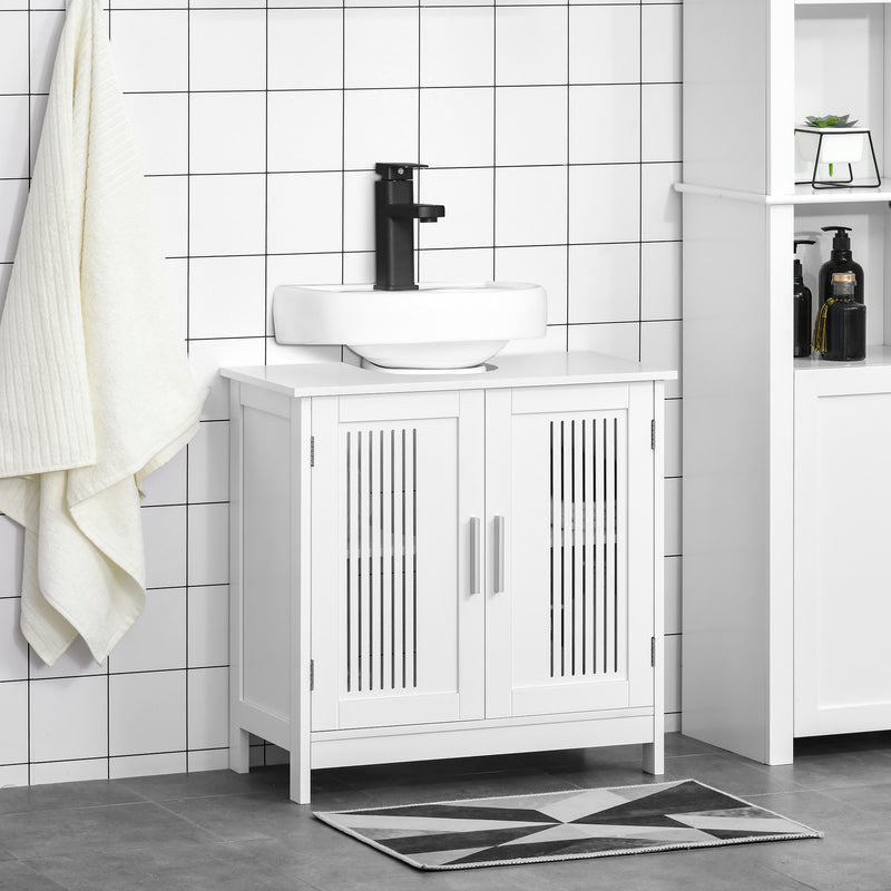 Mobile Sotto Lavabo Bagno 2 Ante 60x30x60 cm in MDF Bianco-2