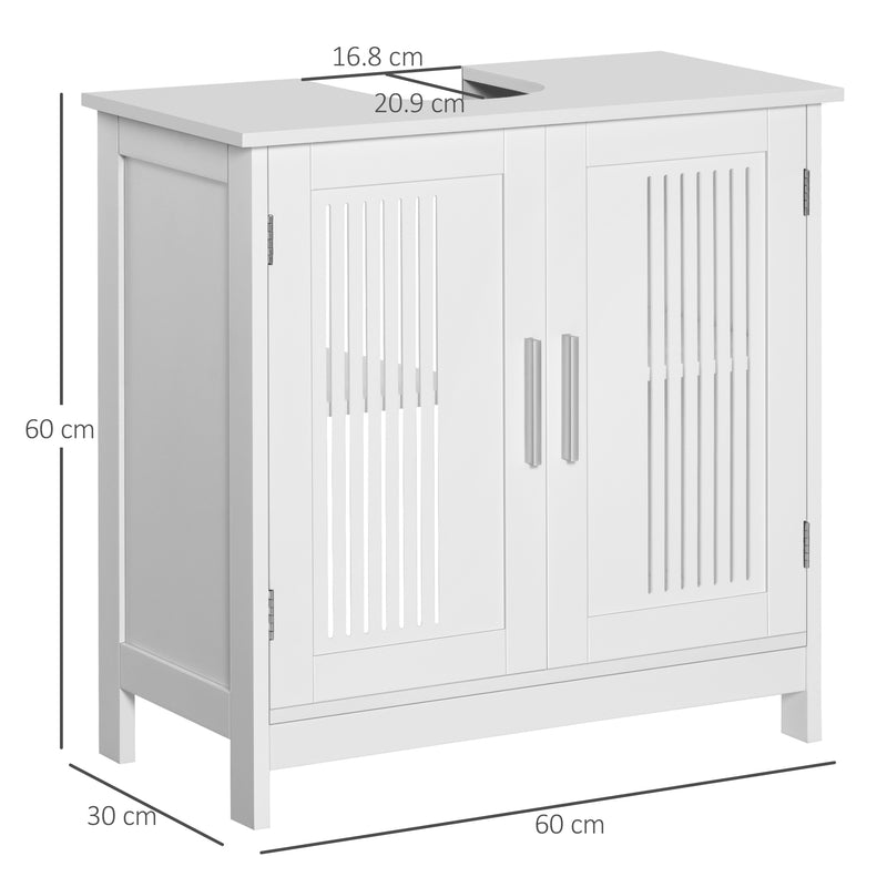 Mobile Sotto Lavabo Bagno 2 Ante 60x30x60 cm in MDF Bianco-3