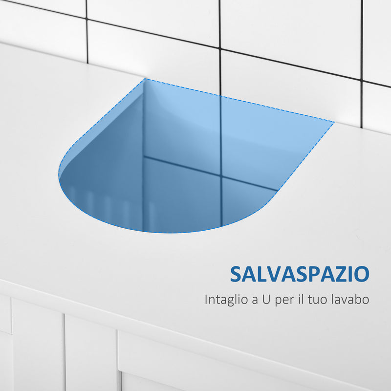 Mobile Sotto Lavabo Bagno 2 Ante 60x30x60 cm in MDF Bianco-5