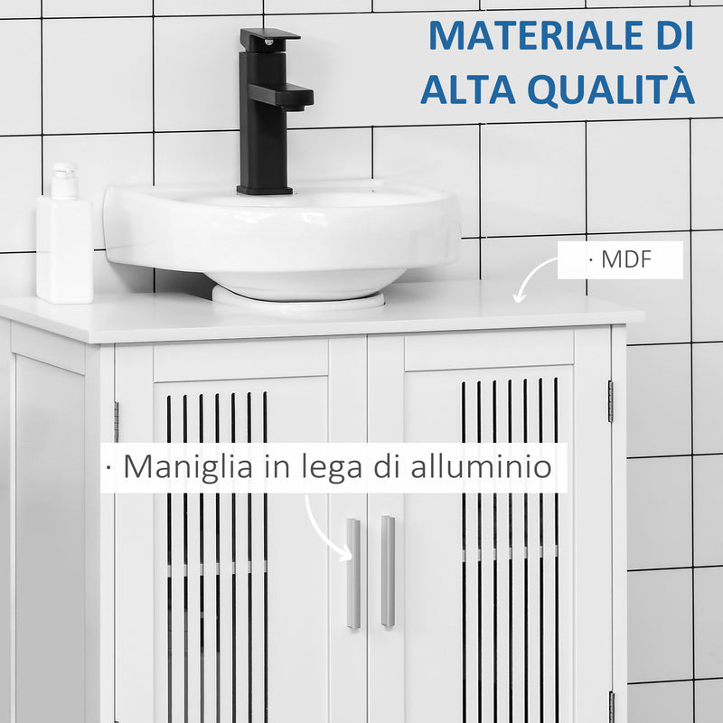 Mobile Sotto Lavabo Bagno 2 Ante 60x30x60 cm in MDF Bianco-6