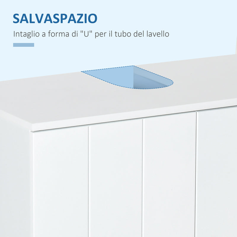 Mobile Sottolavello da Bagno 60x30x60 cm in MDF Bianco-5