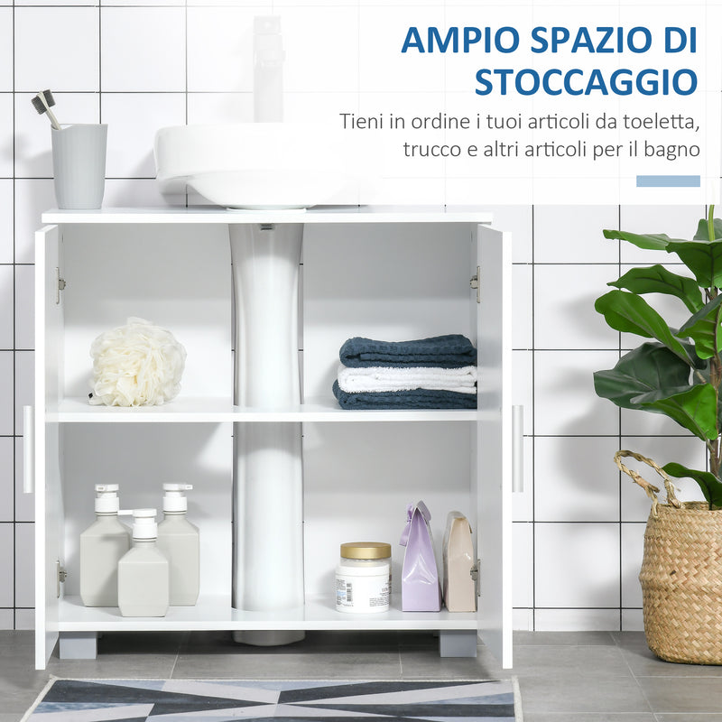 Mobile Sottolavello da Bagno 60x30x60 cm in MDF Bianco-6