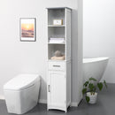 Armadietto Bagno Alto 3 Ripiani 1 Cassetto 1 Anta 34x30x163 cm in MDF Bianco-2