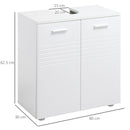 Mobile Sotto Lavabo Bagno 2 Ante 60x30Px62,5 cm in Legno Bianco-3