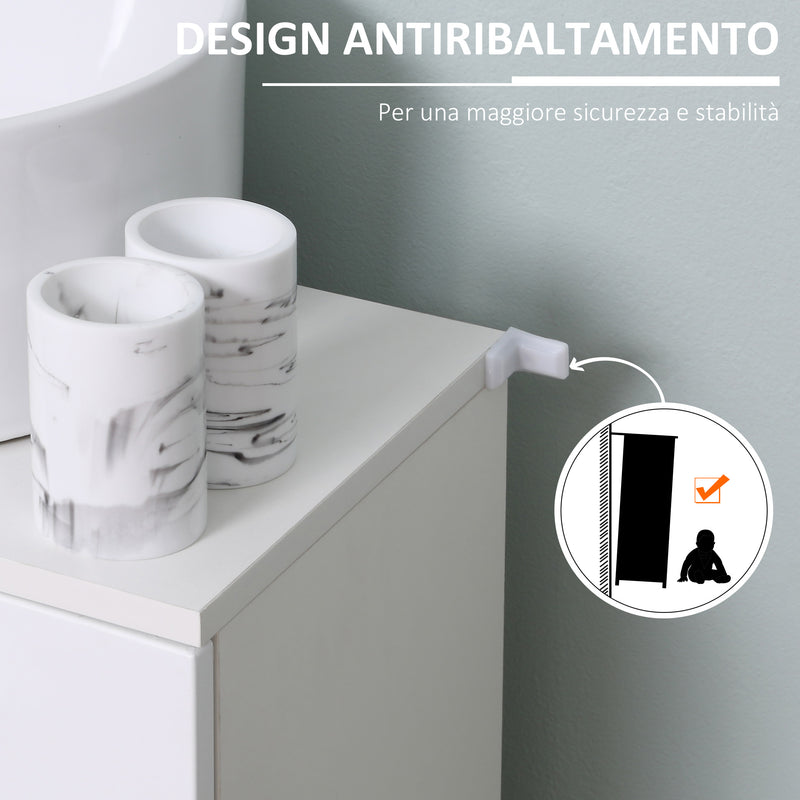 Mobile Sotto Lavabo Bagno 2 Ante 60x30Px62,5 cm in Legno Bianco-7