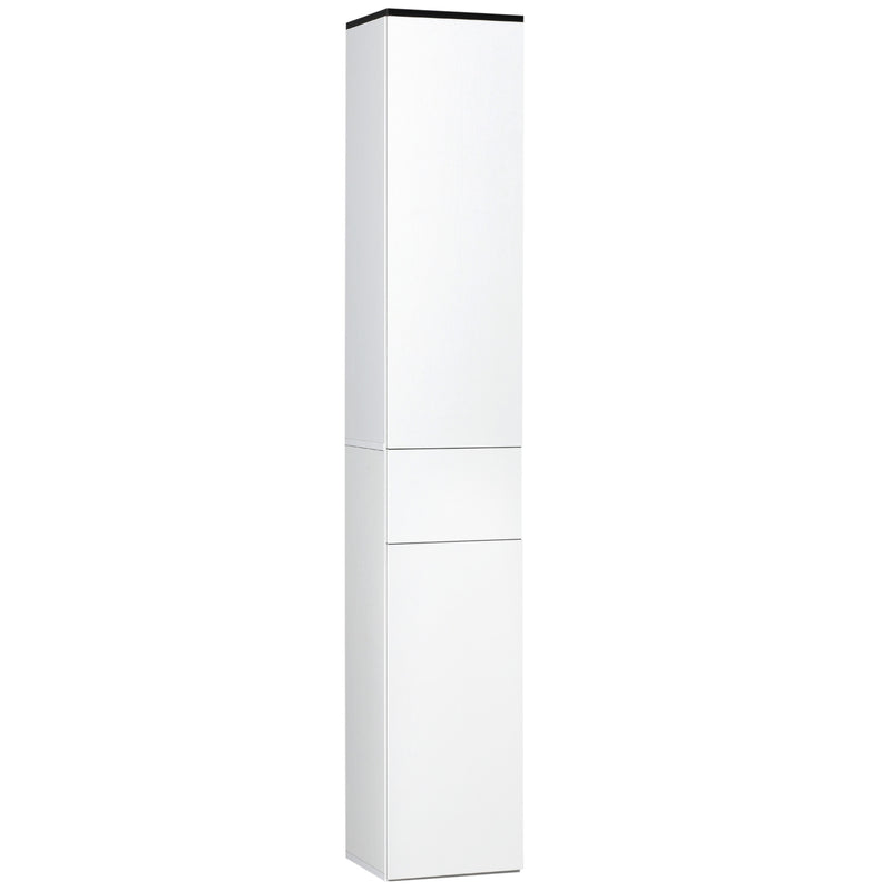 Mobile Bagno 2 Ante 1 Cassetto 30x28x180 cm in Legno Bianco-1