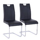 Set 2 Sedie Design Moderno in Metallo con Rivestimento in Pelle PU Nero -1