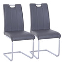 Set 2 Sedie Design Moderno in Metallo con Rivestimento in Pelle PU Grigio -1