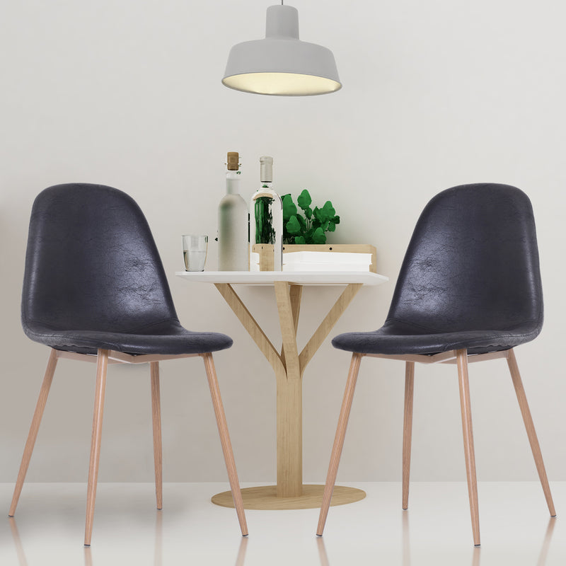 Set 2 Sedie da Pranzo Design Moderno in Lino con Gambe in Metallo Nero -2