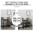 Set Tavolo e 2 Sgabelli Alti con Portabottiglie e Portabicchieri  Nero e Marrone-7