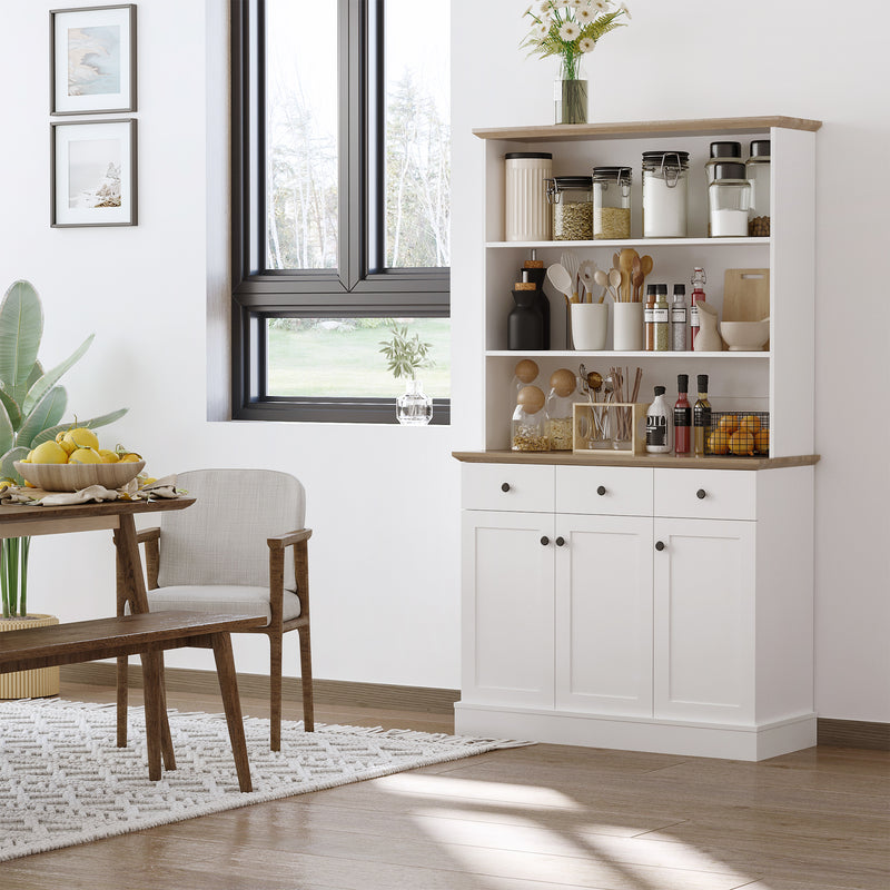 Mobile da Cucina Credenza 3 Ripiani 3 Cassetti 3 Ante 101x39x180,5 cm  Bianca-2