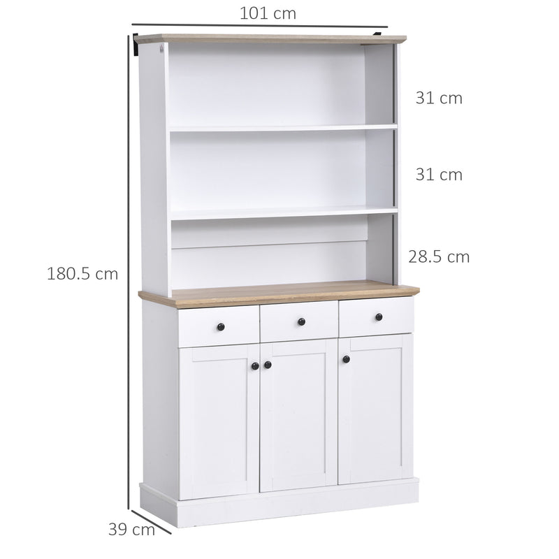 Mobile da Cucina Credenza 3 Ripiani 3 Cassetti 3 Ante 101x39x180,5 cm  Bianca-3