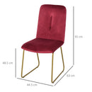 Set 2 Sedie Imbottite 44,5x59,5x91 cm in Flanella  Rosse-3