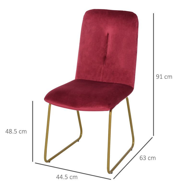 Set 2 Sedie Imbottite 44,5x59,5x91 cm in Flanella  Rosse-3