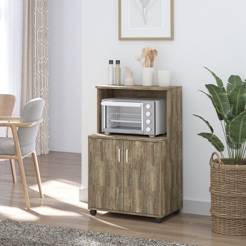 Mobile Cucina Multiuso 60.4x40,3x97 cm con Ripiano per Forno a Microonde Grigio-2