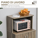 Mobile Cucina Multiuso 60.4x40,3x97 cm con Ripiano per Forno a Microonde Grigio-5