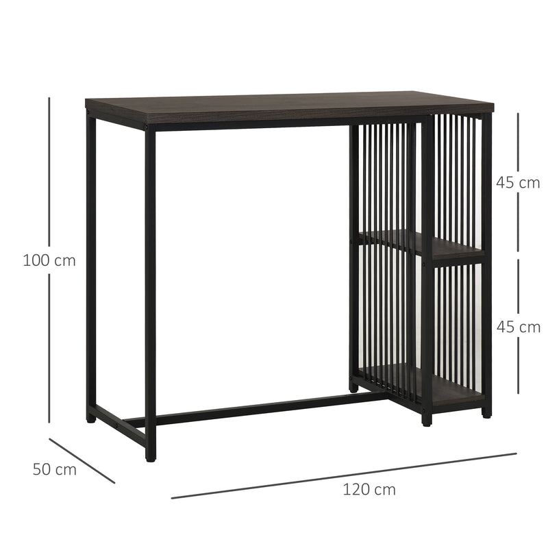 Tavolo Alto da Bar 120x50x100 cm con Mensole  Noce-3