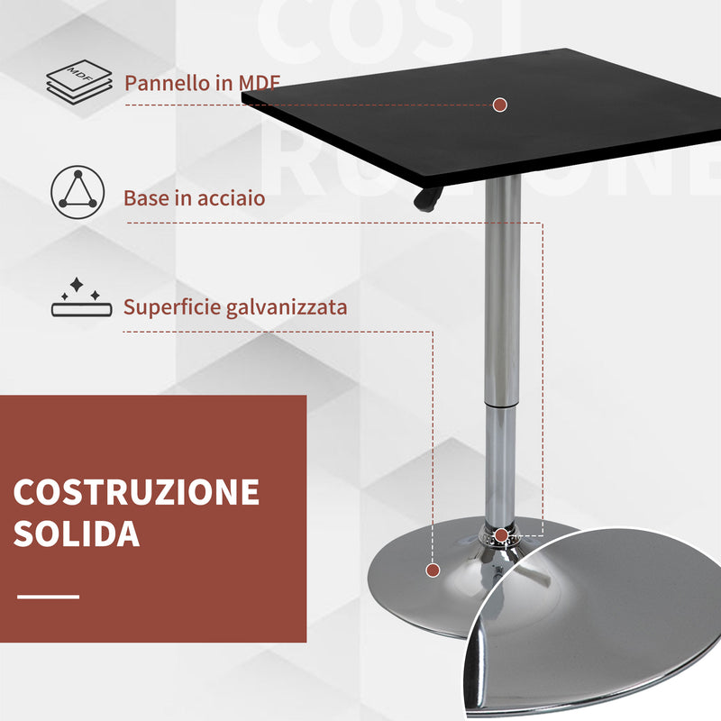 Tavolino Quadrato Altezza Regolabile 60x60x82-103 cm  Nero-6