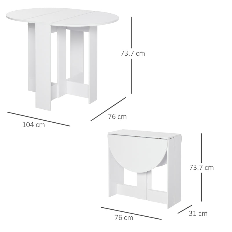 Tavolo Pieghevole Salvaspazio 104x76x73,7 cm in Legno Truciolare Bianco-3