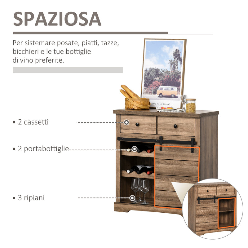 Credenza da Cucina 80x39x86 cm in Legno Naturale-4