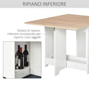 Tavolo Pieghevole Salvaspazio 118x80x72 cm in Legno Truciolare Bianco e Color Legno-5