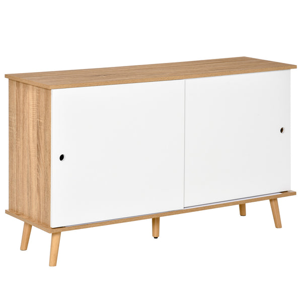 sconto Schrank mit 2 Schiebetüren 130x40x74,5 cm in Eiche und weißem Holz