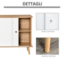 Mobile 2 Ante Scorrevoli 130x40x74,5 cm in Legno Rovere e Bianco-7