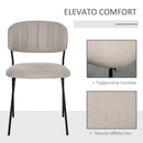 Set 4 Sedie Imbottite 49,5x55x81 cm in Tessuto Effetto Lino Khaki-5