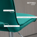 Set 2 Sgabelli Imbottiti 41x51x97-117 cm in Tessuto Verde-6