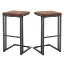 Set 2 Sgabelli da Bar 40,5x43x76 cm in Similpelle e Metallo Marrone-4