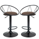 Set 2 Sgabelli da Bar 51x46x78/100 cm in Metallo Nero e Marrone-1