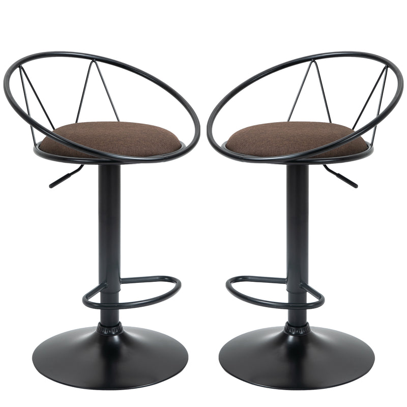 Set 2 Sgabelli da Bar 51x46x78/100 cm in Metallo Nero e Marrone-1