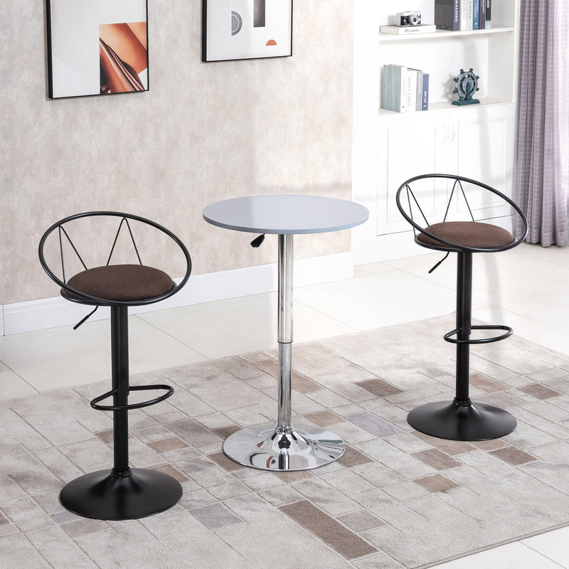 Set 2 Sgabelli da Bar 51x46x78/100 cm in Metallo Nero e Marrone-2