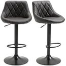 Set 2 Sgabelli da Bar 46,5x48x84,5-106,5 cm in Similpelle Marrone-1