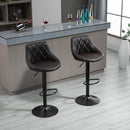 Set 2 Sgabelli da Bar 46,5x48x84,5-106,5 cm in Similpelle Marrone-2