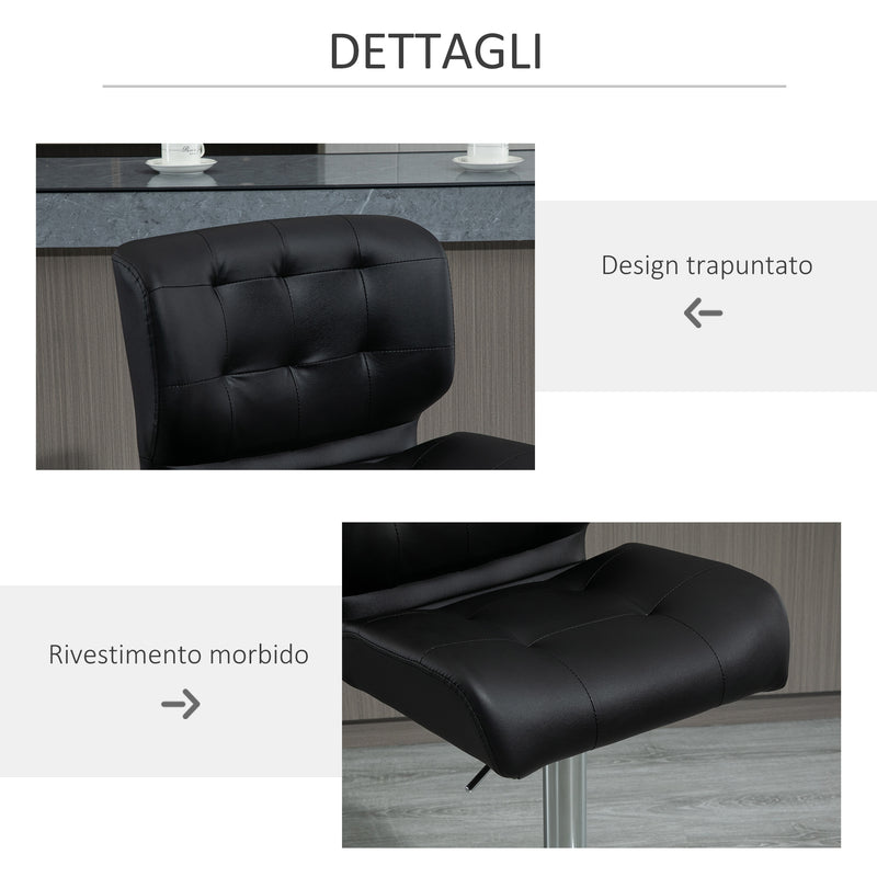 Set 2 Sgabelli Imbottiti 50x55,5x93-114 cm in Similpelle Nero-7