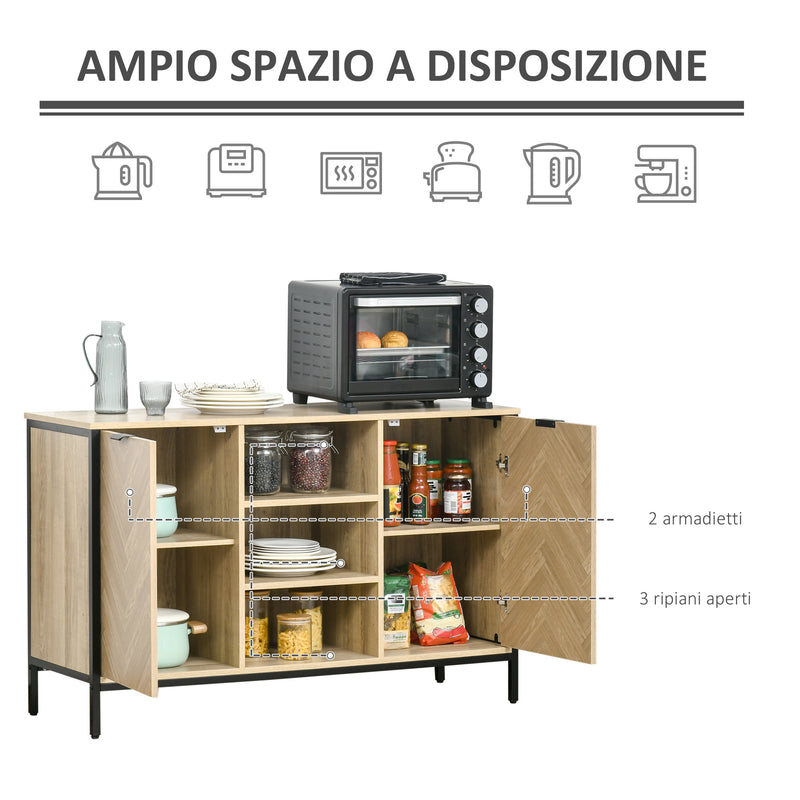 Credenza 3 Ripiani 2 Ante 120x39,2x76 cm in Legno Rovere-4